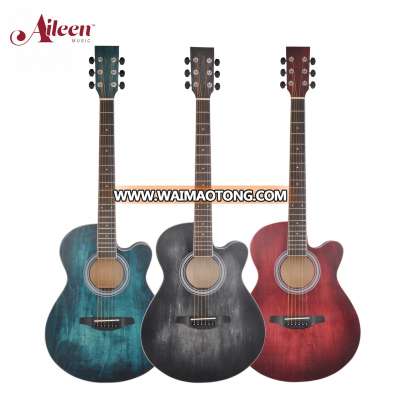 Wholesale New 40" cutaway handmade colorful guitars Student acoustic guitar (AF-H00LC)